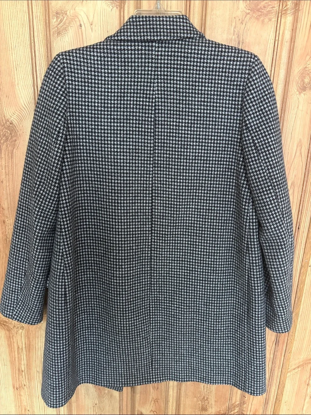 Zara Double-Breasted Houndstooth Pea Coat - Black & White - Picture 5 of 14